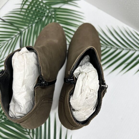 Diba Women's Taupe Brown Sequoia Suede Leather Block Heel Booties Size 8.5 - Picture 9 of 13